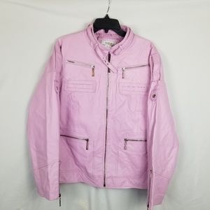 Avenue lavender leather moto jacket pastel zip up